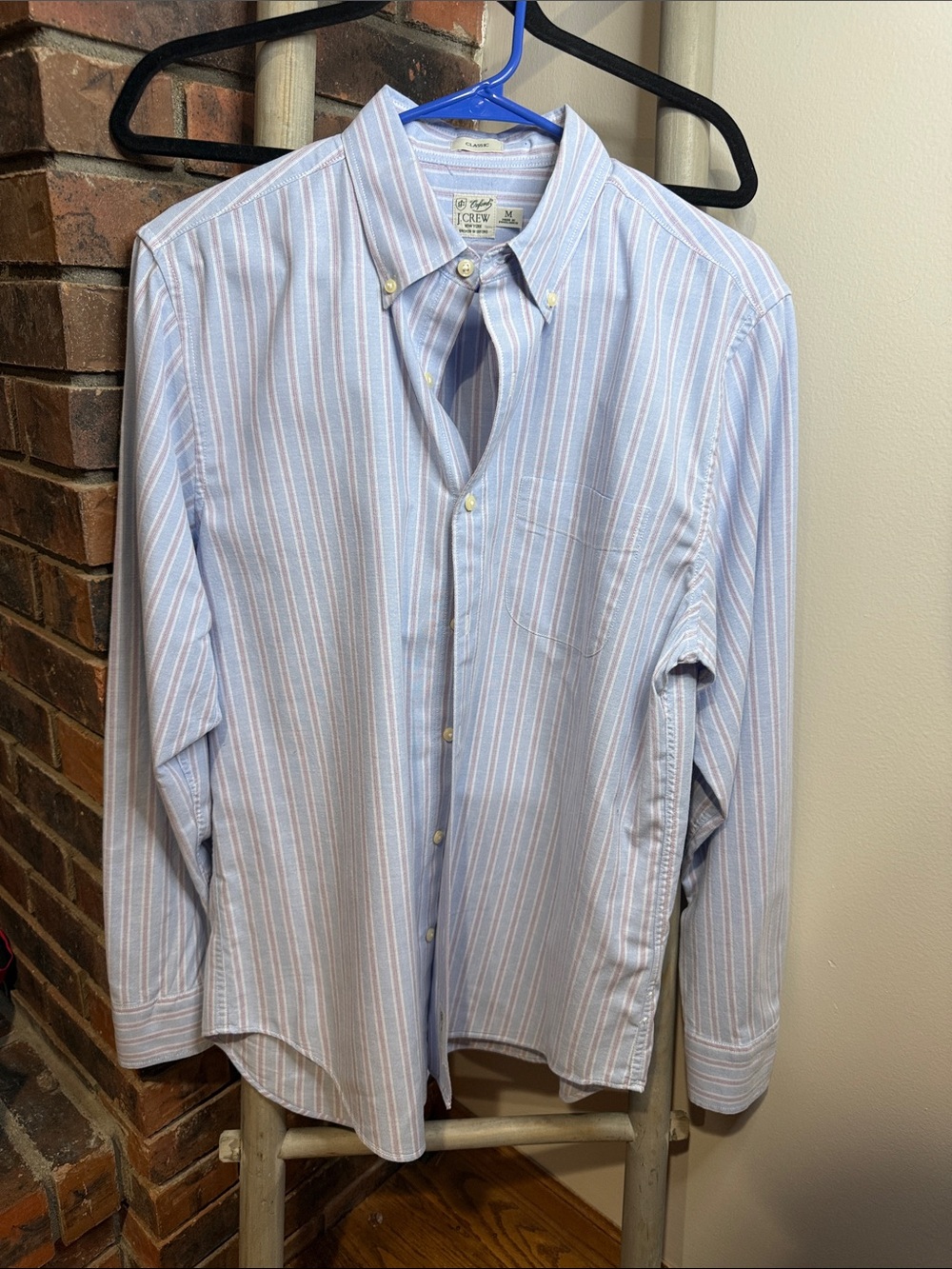J.Crew Oxford Classic Fit Striped Button Down Shirt Men’s Medium Blue Red White